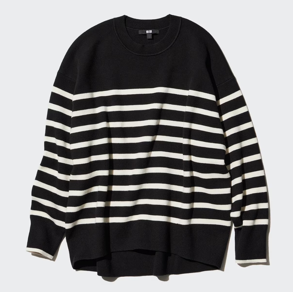 NWT) UNIQLO Smooth Cotton Relaxed Crew Neck Sweater Size S , 100% cotton